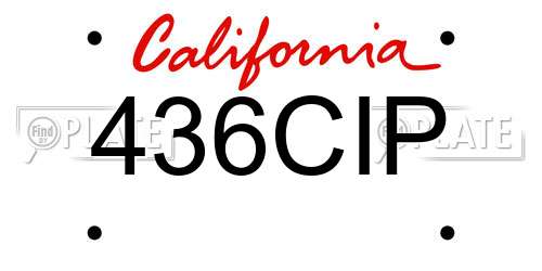 436CIP California License Plate