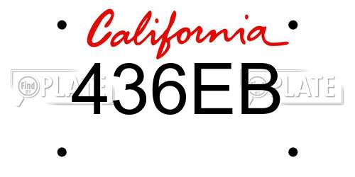 436EB California License Plate