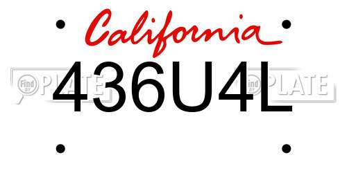 436U4L California License Plate
