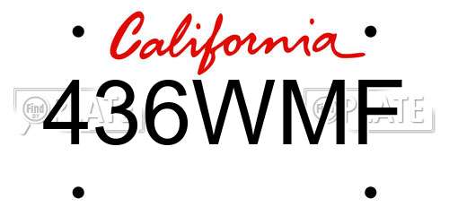 436WMF California License Plate