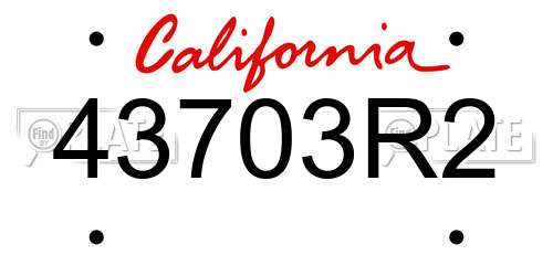 43703R2 California License Plate