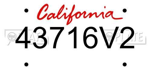 43716V2 California License Plate