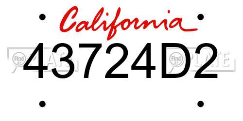 43724D2 California License Plate