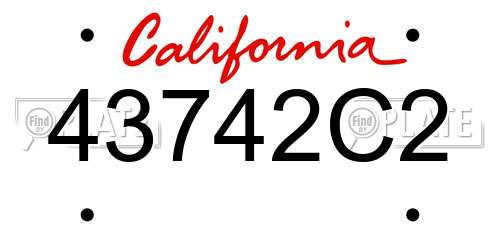 43742C2 California License Plate