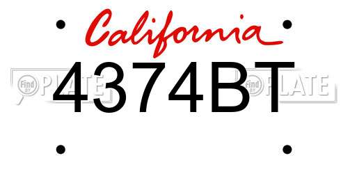 4374BT California License Plate