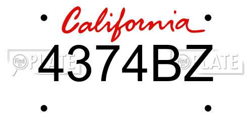 4374BZ California License Plate