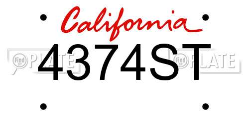 4374ST California License Plate