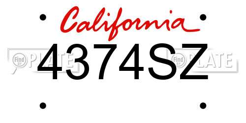 4374SZ California License Plate