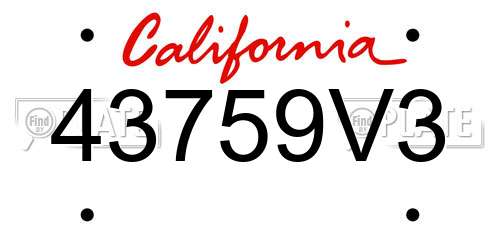 43759V3 California License Plate