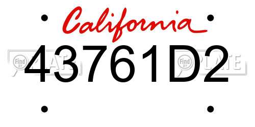 43761D2 California License Plate