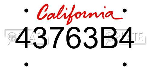 43763B4 California License Plate
