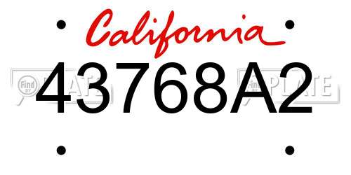 43768A2 California License Plate