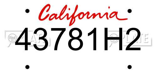 43781H2 California License Plate