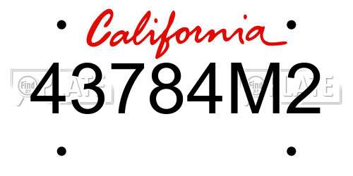 43784M2 California License Plate