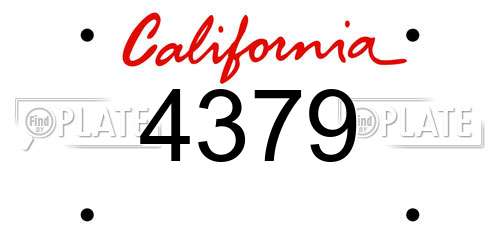4379 California License Plate
