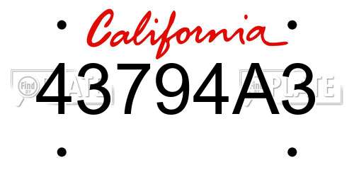 43794A3 California License Plate