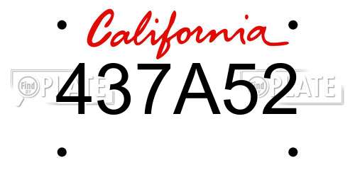 437A52 California License Plate