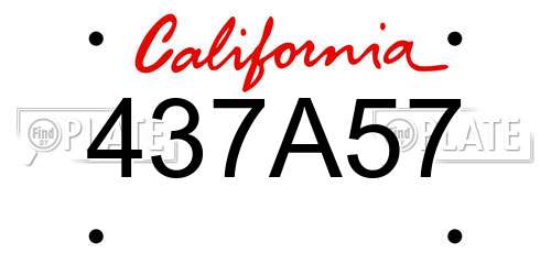 437A57 California License Plate