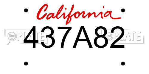 437A82 California License Plate