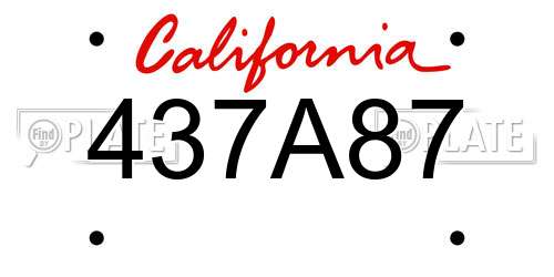 437A87 California License Plate