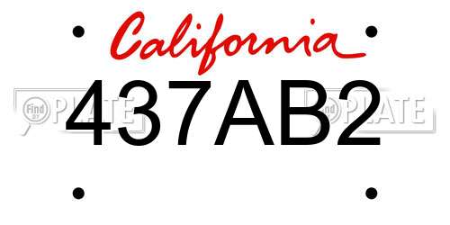437AB2 California License Plate