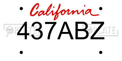 437ABZ California License Plate