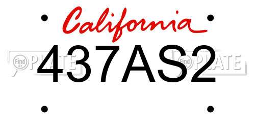 437AS2 California License Plate