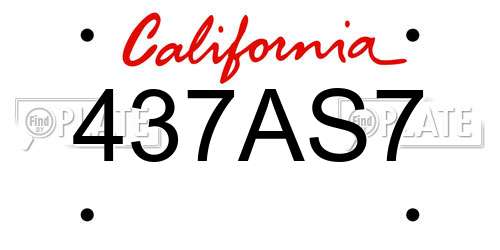 437AS7 California License Plate