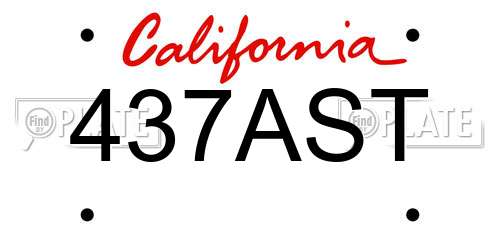 437AST California License Plate