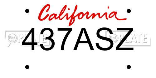 437ASZ California License Plate