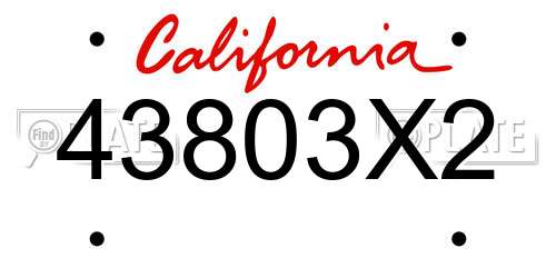 43803X2 California License Plate