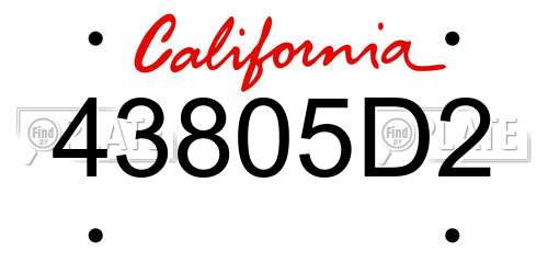 43805D2 California License Plate