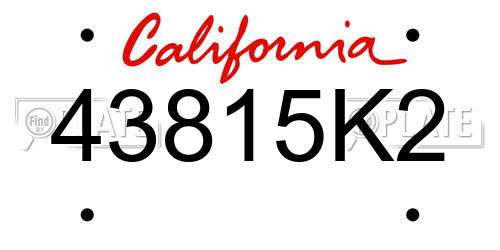 43815K2 California License Plate