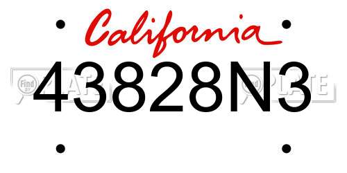 43828N3 California License Plate