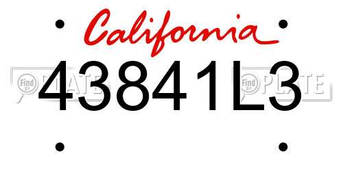 43841L3 California License Plate