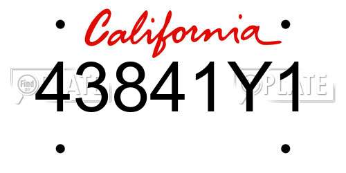 43841Y1 California License Plate