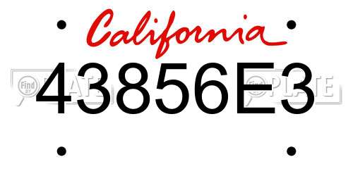 43856E3 California License Plate
