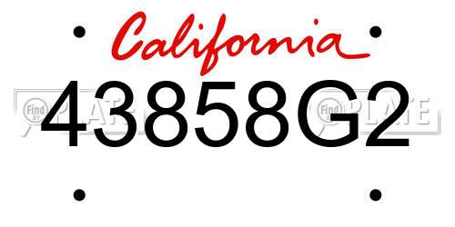 43858G2 California License Plate