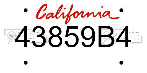 43859B4 California License Plate