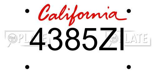 4385ZI California License Plate