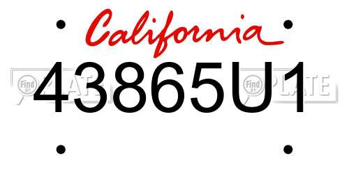43865U1 California License Plate