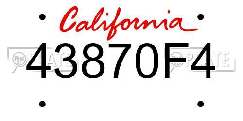 43870F4 California License Plate