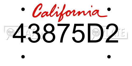 43875D2 California License Plate
