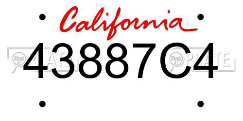 43887C4 California License Plate