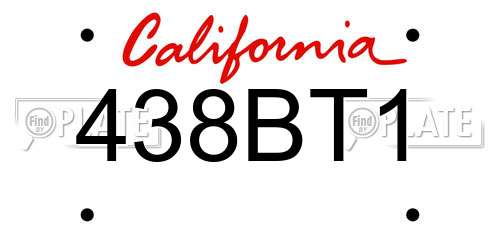 438BT1 California License Plate
