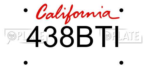 438BTI California License Plate