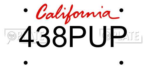 438PUP California License Plate