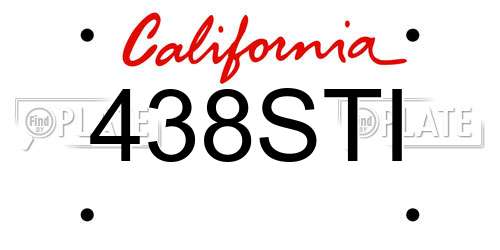 438STI California License Plate
