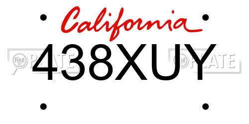 438XUY California License Plate