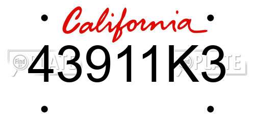43911K3 California License Plate